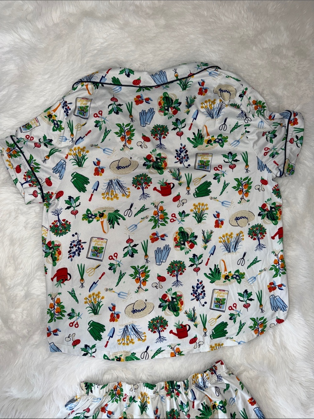 kate spade White Garden-Print Short Pajama Set size large - Picture 8 of 8